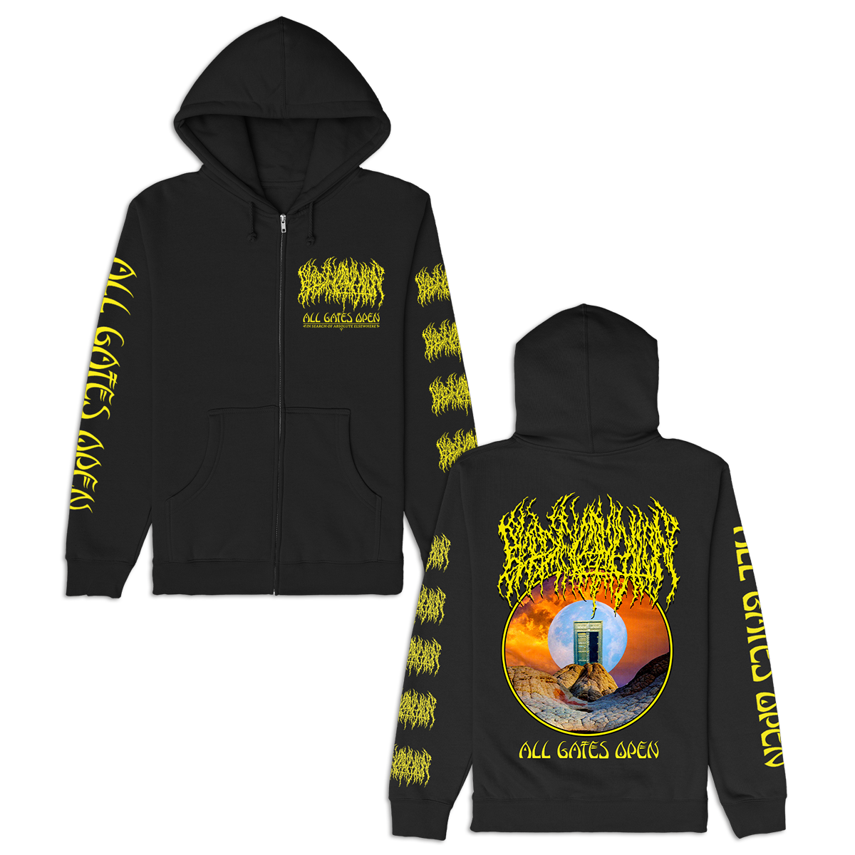 All Gates Open Zip Up Hoodie (Black)