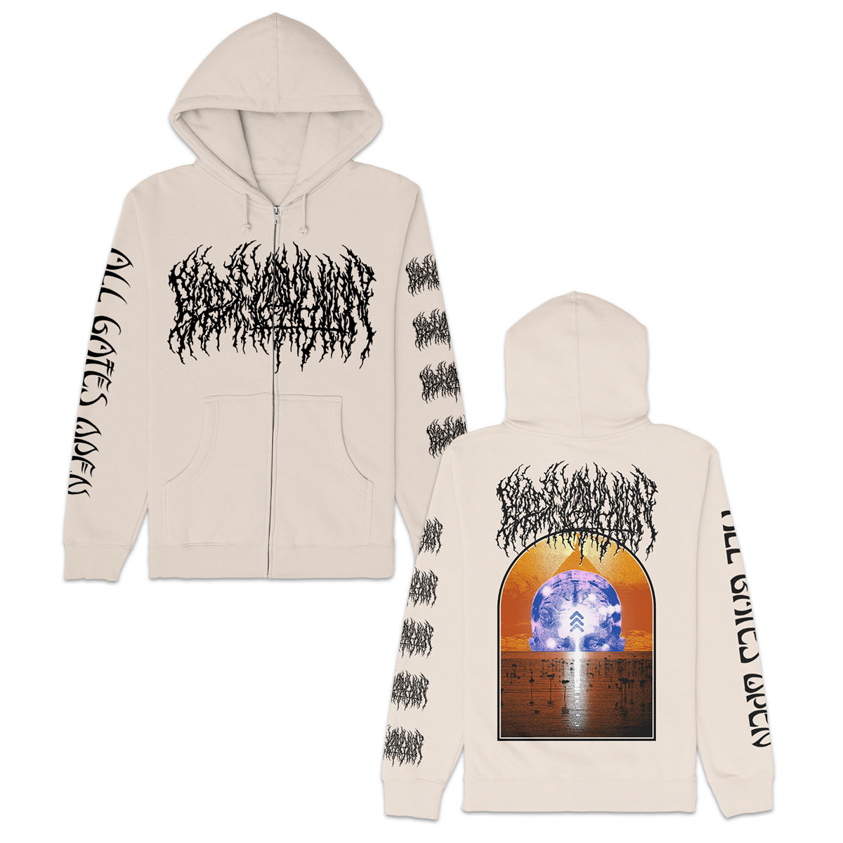 All Gates Open Back Cover Zip Up Hoodie (Bone)