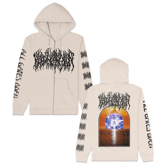 All Gates Open Back Cover Zip Up Hoodie (Bone)